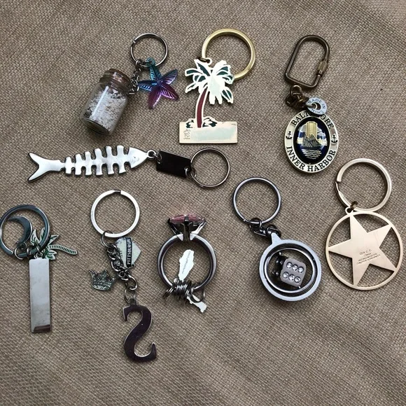 Set of 9 Metal Unique Heavier Keychains - Picture 2 of 6